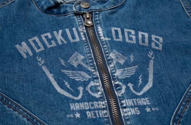 Patch on denim jacket mockup