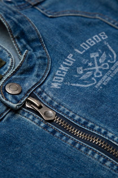 PSD patch on denim jacket mockup