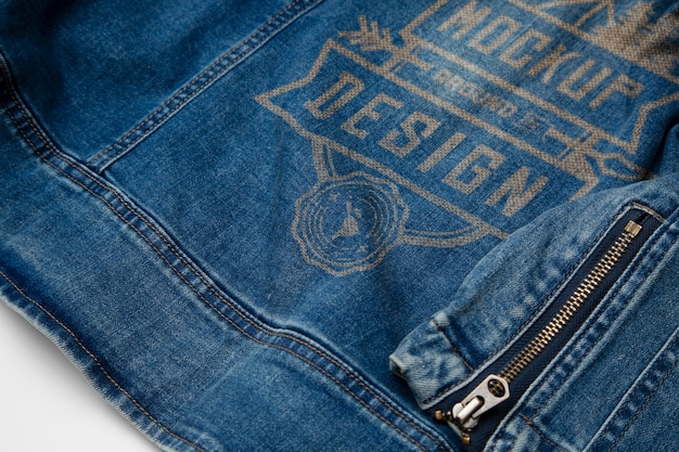 Patch on denim jacket mockup