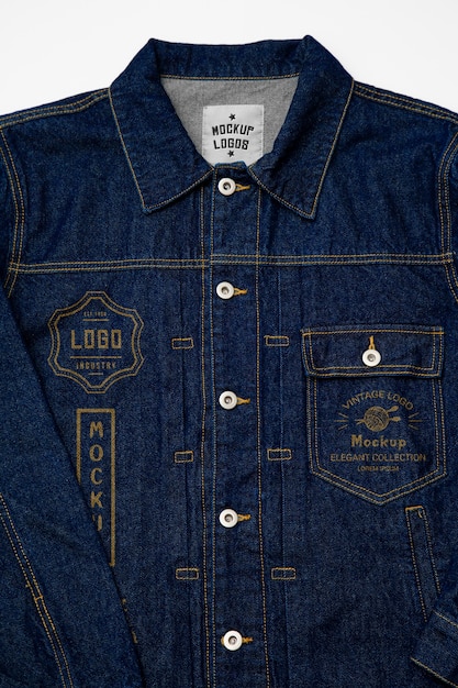 Patch on denim jacket mockup