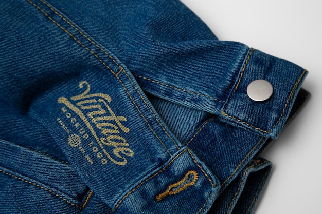 PSD patch on denim jacket mockup