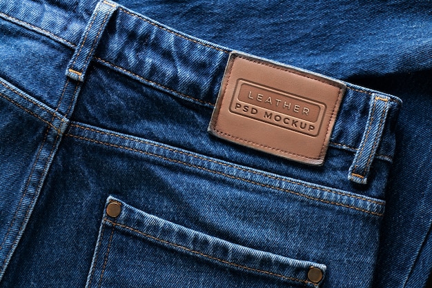 PSD mockup di toppa su tessuto denim