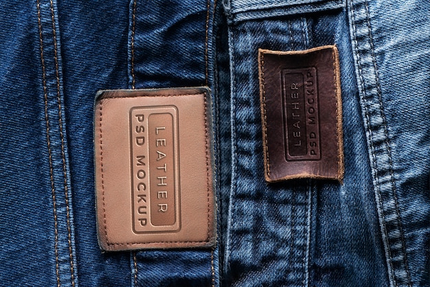 PSD patch mockup on denim fabric