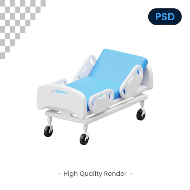 Patient Bed 3D Icon Premium Psd