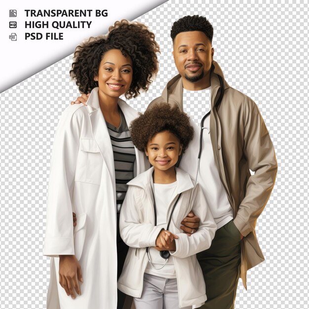 PSD patient black family ultra realistic style white backgrou