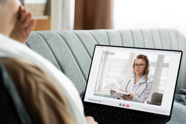 Patient having videocall with doctor