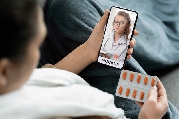 Patient having videocall with doctor