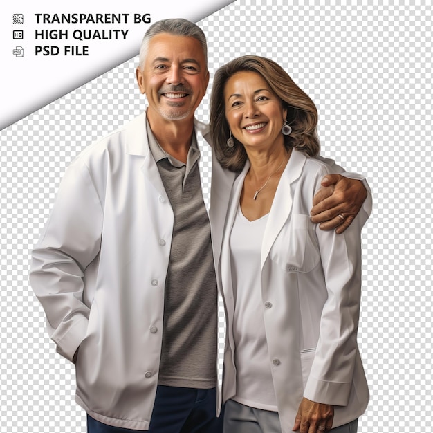 PSD patient latin couple ultra realistic style white backgrou
