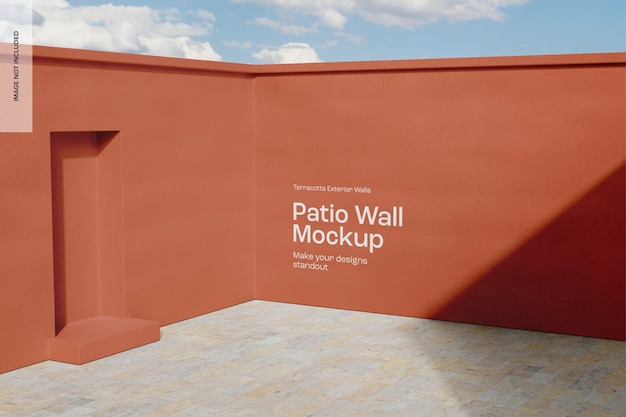 PSD patio wall mockup, perspective