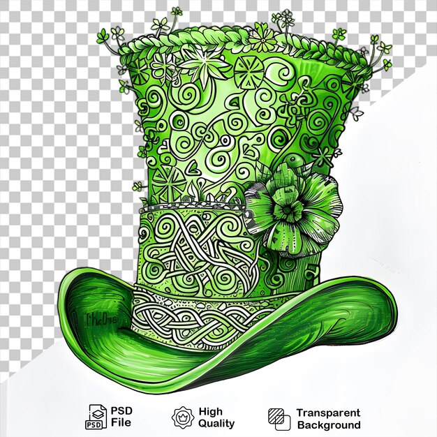 PSD patrick day green hat isolated on transparent background png file