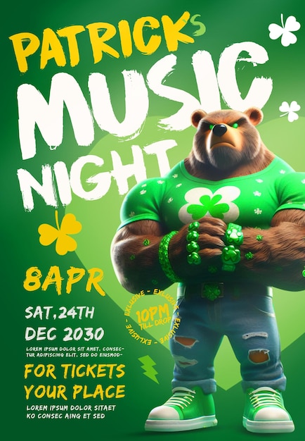 PSD patricks muziek nacht flyer psd sjabloon