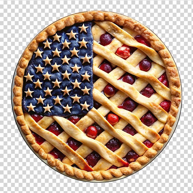 PSD a patriotic or american flag themed apple pie on transparent background