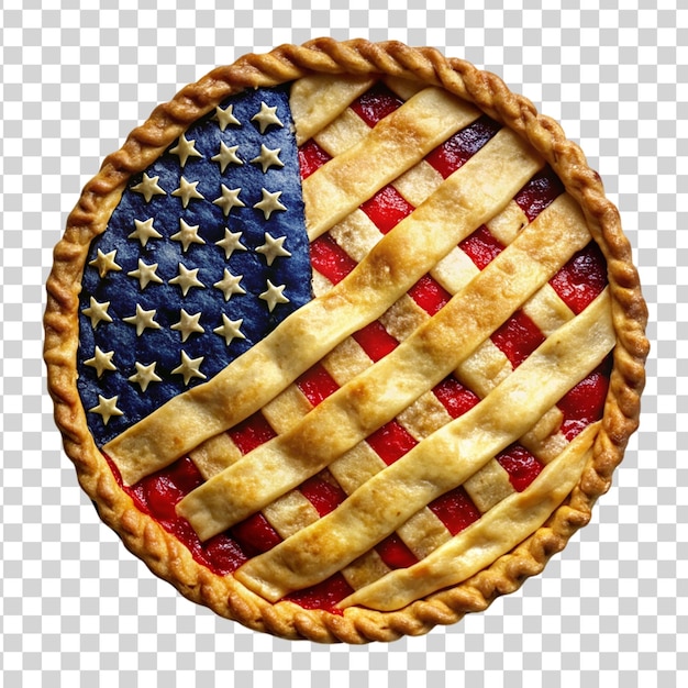 PSD patriotic apple pie with american flag isolated on transparent background