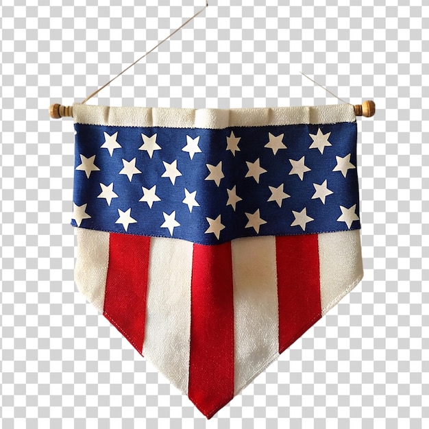 PSD patriotic banner hanging themed american flag on transparent background