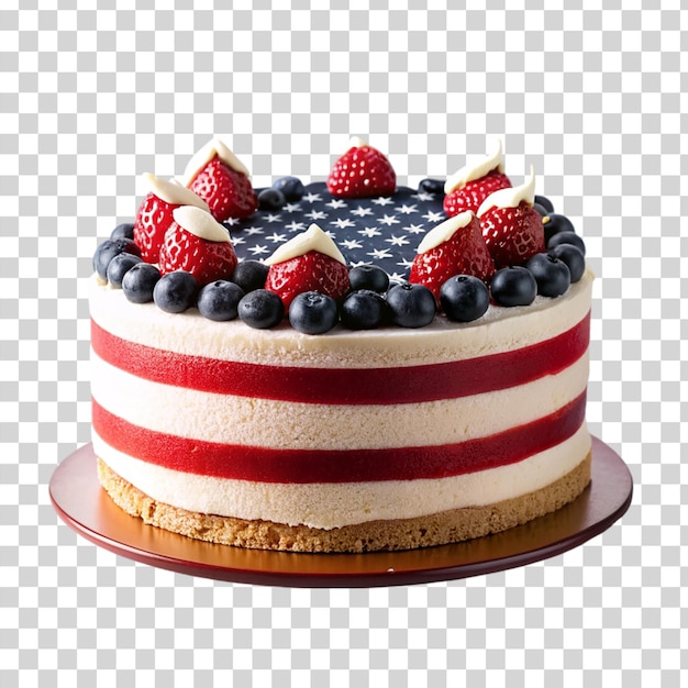 PSD Патриотический торт с изображением американского флага, изолированный на прозрачном фоне