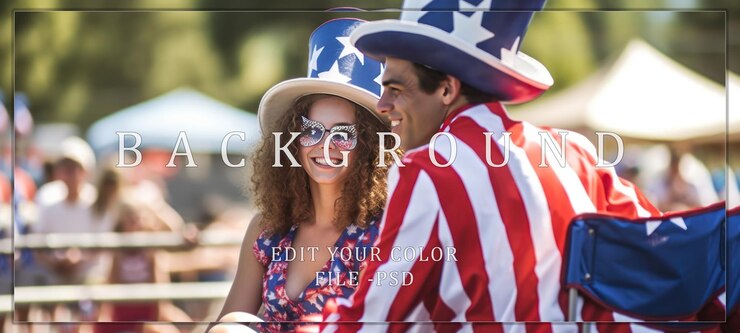 PSD patriotic couple in red white and blue