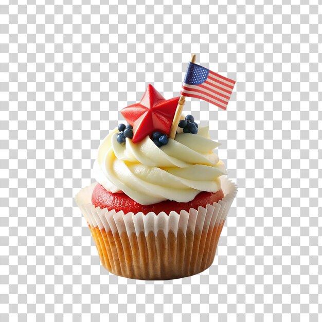 PSD patriotic cupcake isolated on transparent background