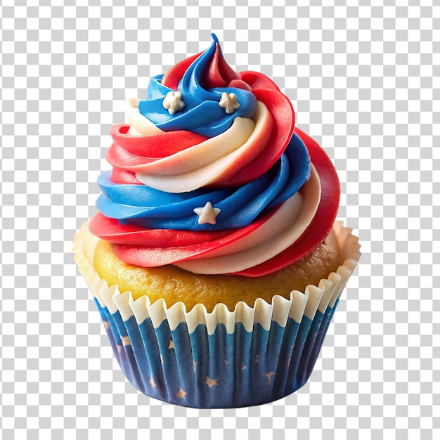 PSD patriotic cupcake ozdobiony gwiazdami i paskami izolowanymi na przezroczystym tle