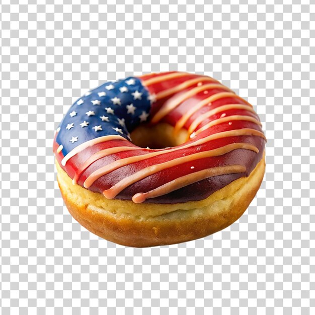 PSD patriotic donut with american flag isolated on transparent background