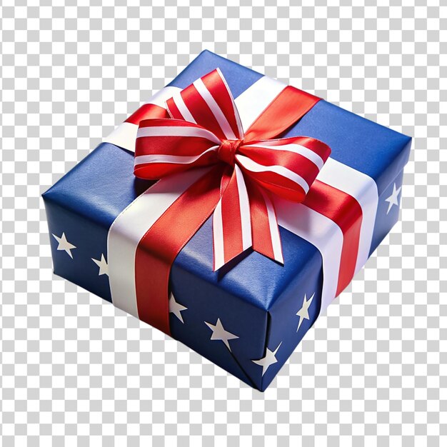PSD a patriotic gift box bow on transparent background