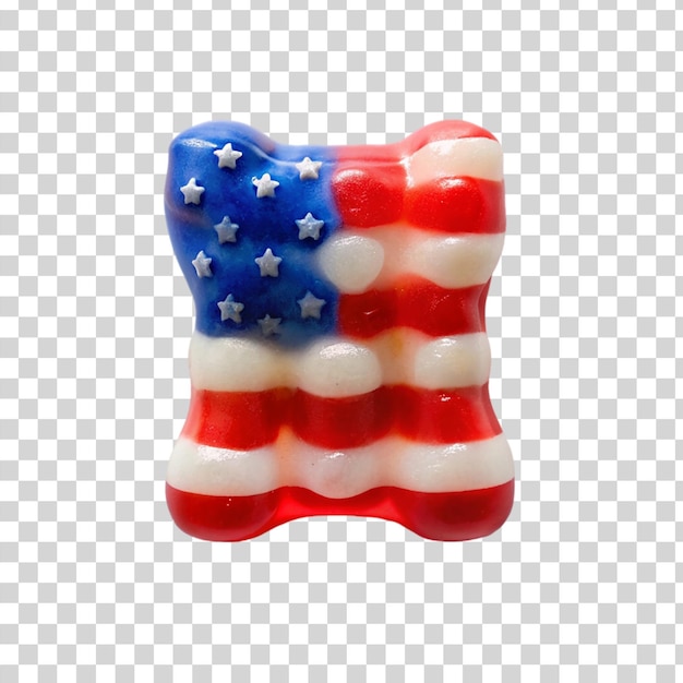 PSD patriotic gummy jelly with american flag isolated on transparent background