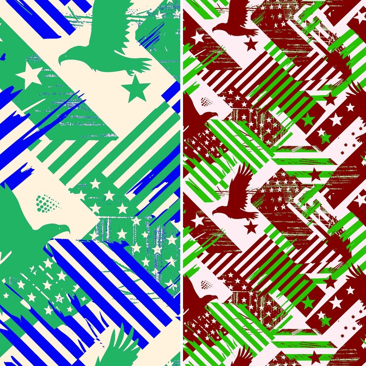 PSD patriotic patterns with american flag bald eagle and star si png traditional abstract designs