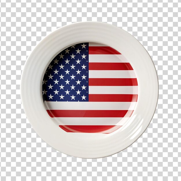 PSD patriotic plate with american flag isolated on transparent background