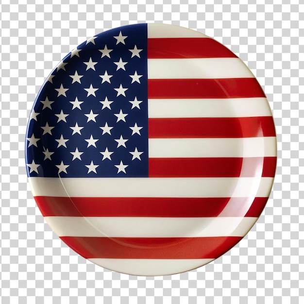 PSD patriotic plate with american flag isolated on transparent background