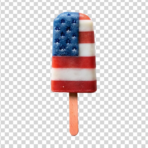 PSD patriotic popsicle con la bandiera americana isolata su uno sfondo trasparente