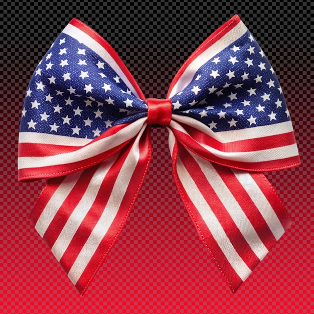 PSD patriotic ribbon tie bow with american flag isolated on transparent background