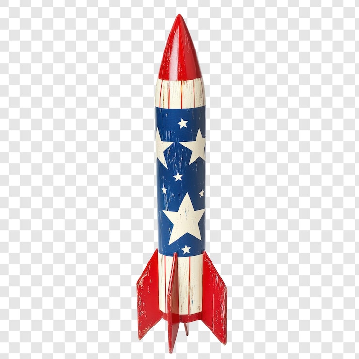 PSD patriotic rocket with stars and stripes