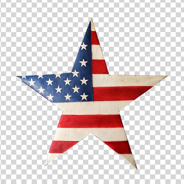 PSD patriotic star with american flag isolated on transparent background