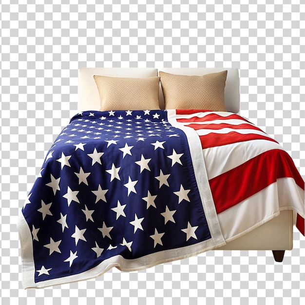 PSD coperta a tema patriottico sul letto isolata su uno sfondo trasparente