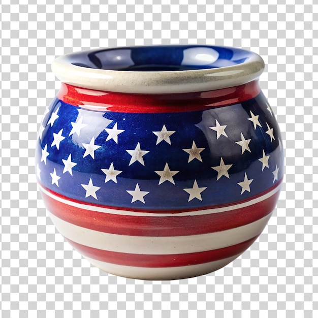 PSD patriotic themed ceramic pot isolated on transparent background