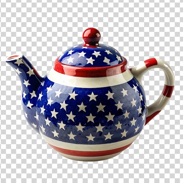 PSD patriotic themed ceramic tea pot isolated on transparent background