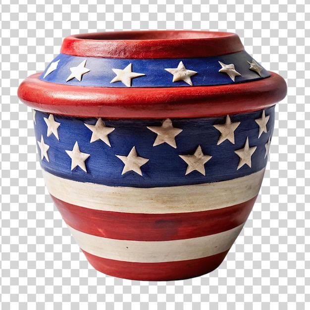 PSD patriotic themed clay pot isolated on transparent background