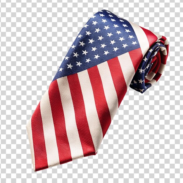 Patriotic tie with american flag isolated on transparent background