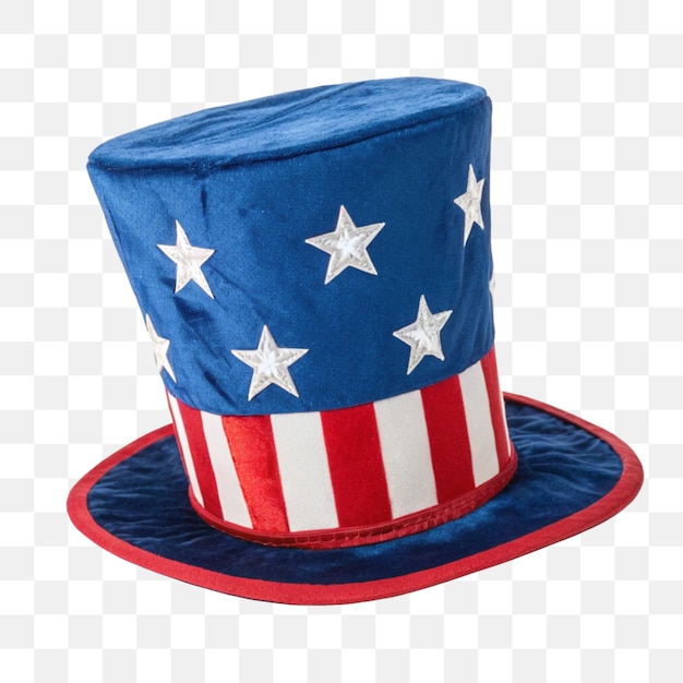 patriotic uncle sam top hat on transparent background