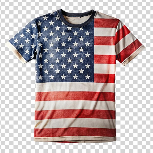 Patriotisch shirt met amerikaanse vlag geïsoleerd op transparante achtergrond