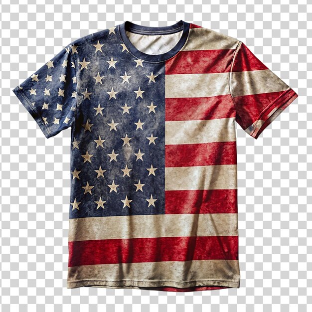 PSD patriotisch shirt met amerikaanse vlag geïsoleerd op transparante achtergrond