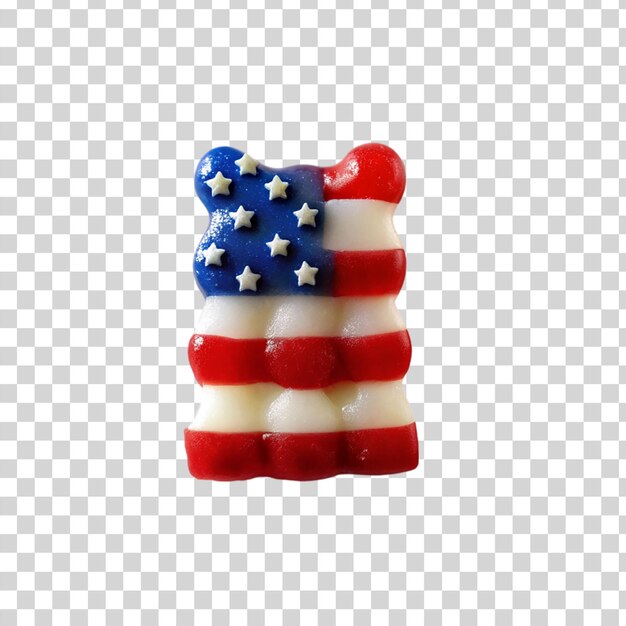 PSD patriottische gummy jelly met amerikaanse vlag geïsoleerd op transparante achtergrond