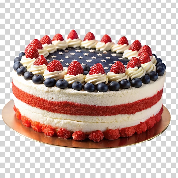 PSD patriottische taart met het ontwerp van de amerikaanse vlag geïsoleerd op een transparante achtergrond