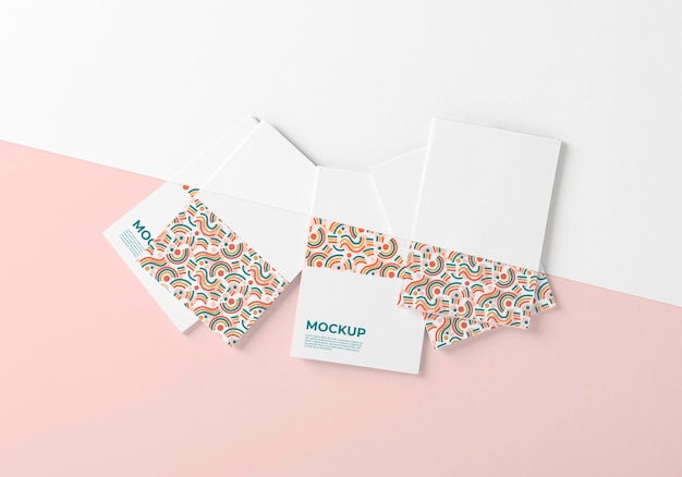 PSD pattern business cards flat lay