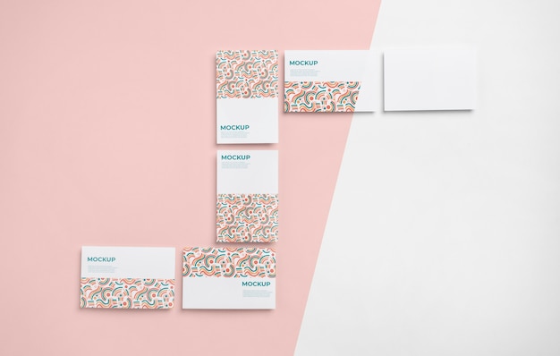 Pattern business cards above view