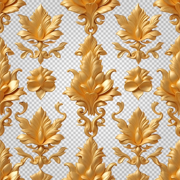 PSD a pattern of gold leaves on a transparent background