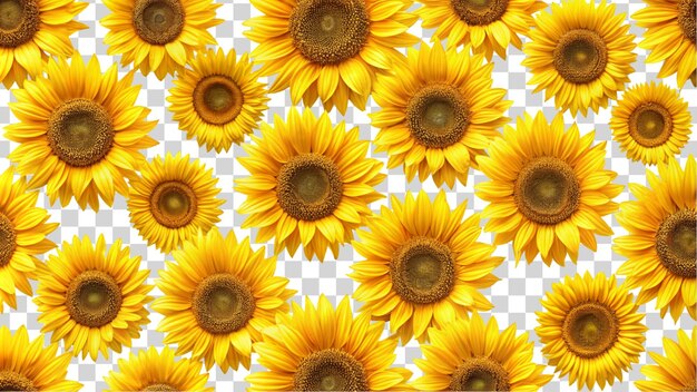 PSD pattern of sunflowers radiating isolated on transparent background