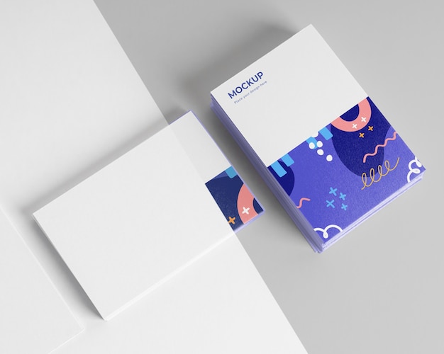 PSD pattern visit cards mockup above view