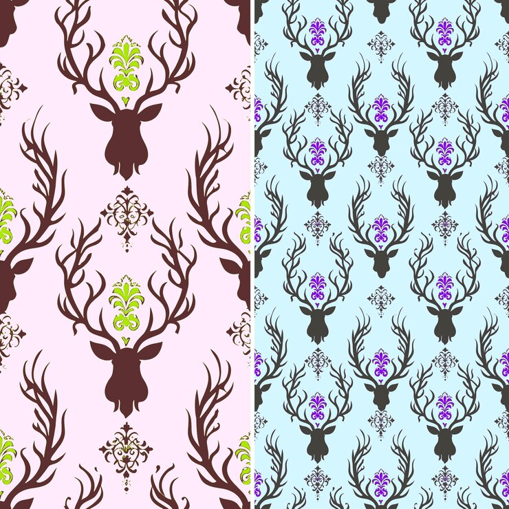PSD a pattern with a floral design in purple and green