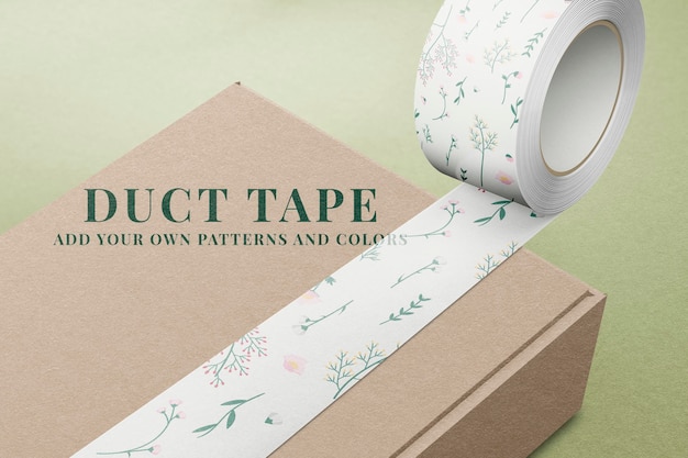 PSD patterned duct tape mockup psd, editable design