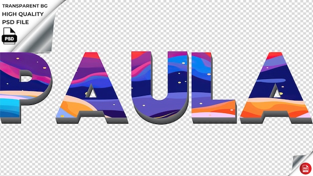 PSD paula typography flat colorful text texture psd transparent